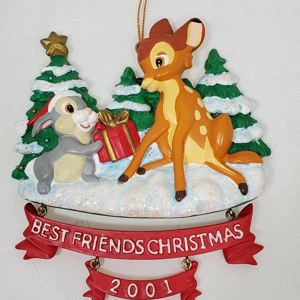Rare Disney Store Bambi Thumper Christmas Ornament 4.5" Best Friends vtg 2001 - Picture 6 of 7